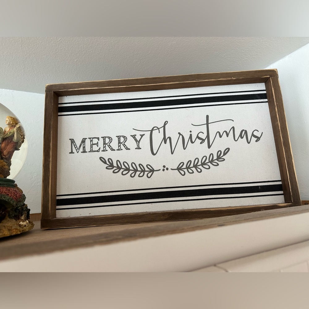 Rustic Merry Christmas Sign with Brown Frame